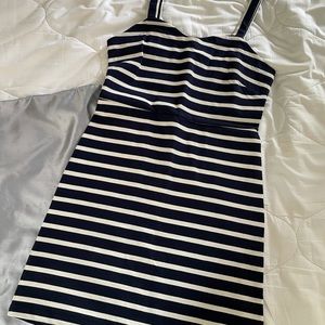 Navy Blue and White Stripe Dress
